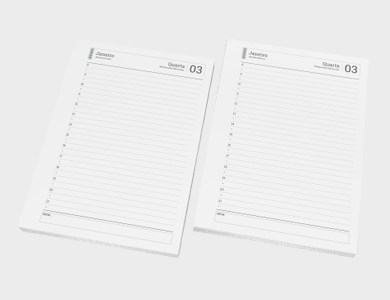 Miolo de Agenda A5 Sulfite 75g PB - Modelo Planner 2026 - 1x1 - 250 unid